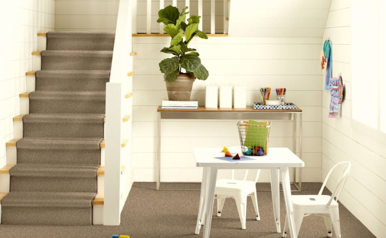 stair runner in a bright Iowa home