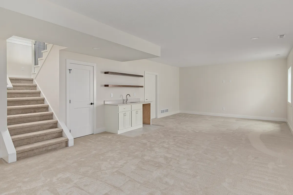 In--law apartment basement with light neutrals 