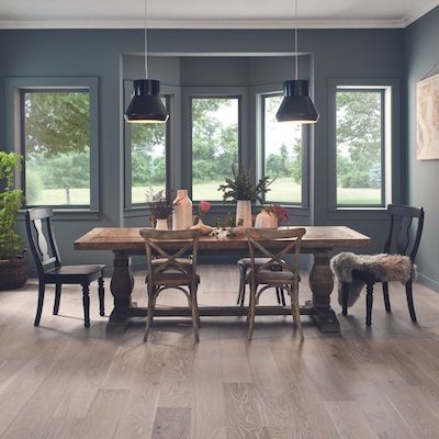 hardwood flooring in an Iowa dining room