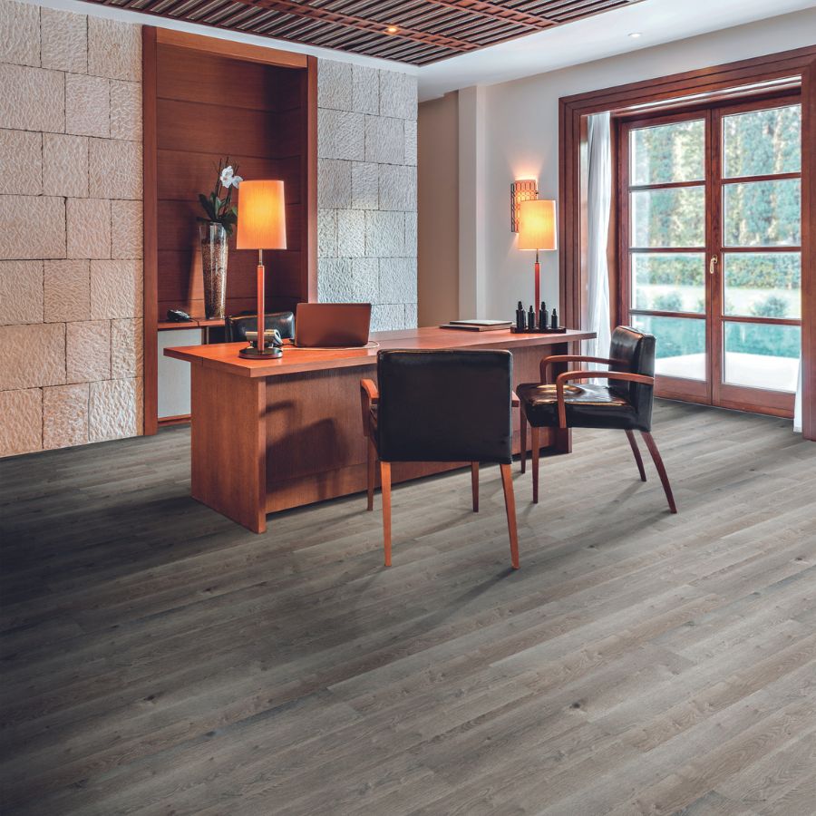 luxury vinyl plank flooring in a home office