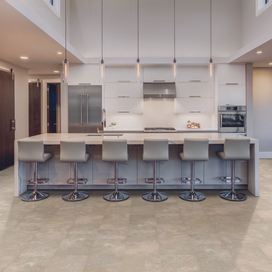 luxury vinyl tile flooring in a large Iowa kitchen